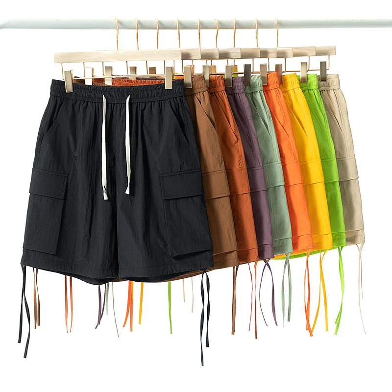 Workwear Shorts for Boys, Summer Thin, Loose, Straight Tube Sports, Casual, Quick Drying, Five Point Ribbon