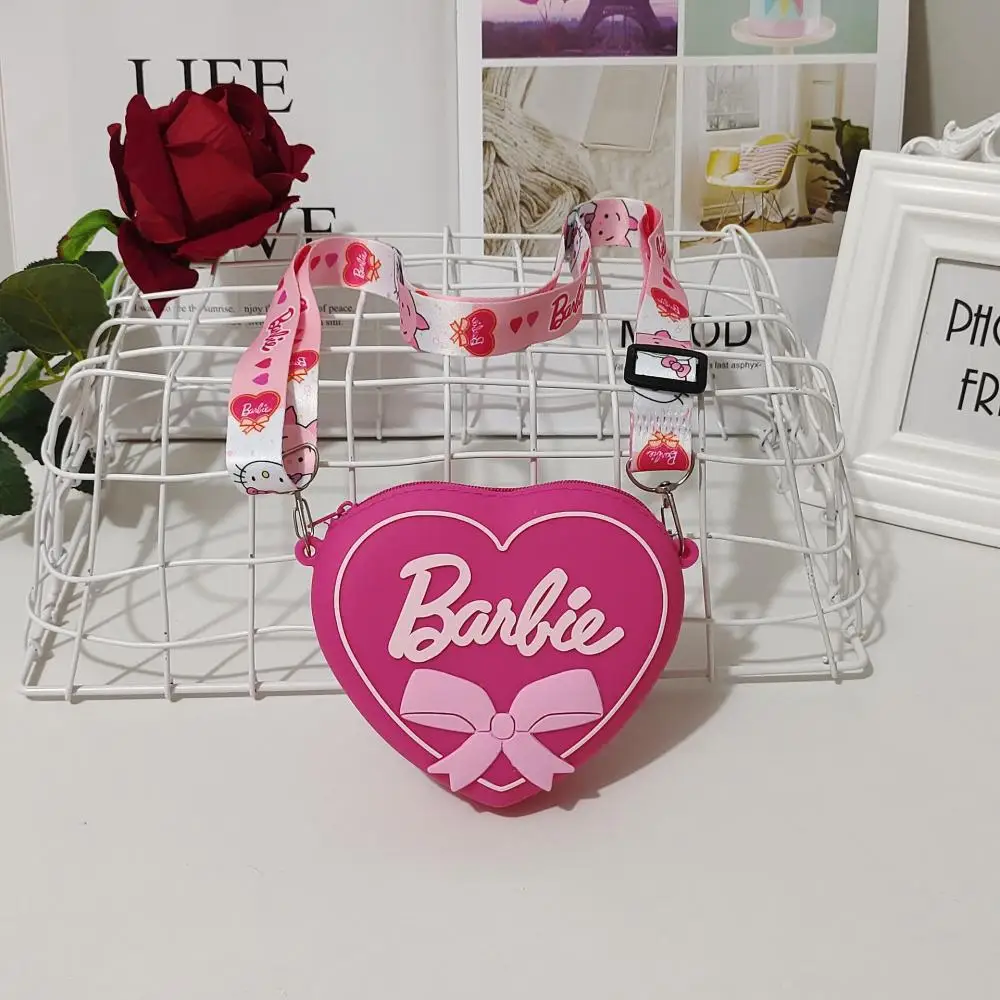 Barbie Mini borsa a tracolla da donna borsa a tracolla a forma di cuore di moda per ragazze borsa da viaggio portatile di grande capacità da viaggio