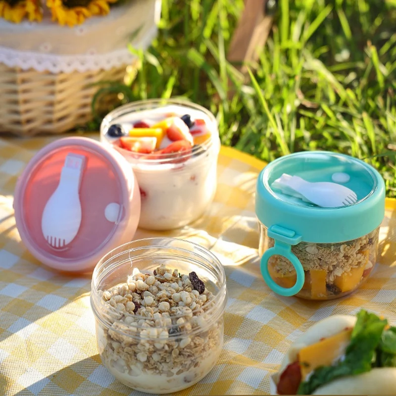 2PCS 20Oz Overnight Oats Container With Lid And Spoon - Portable Oatmeal Breakfast Cup For On-The-Go