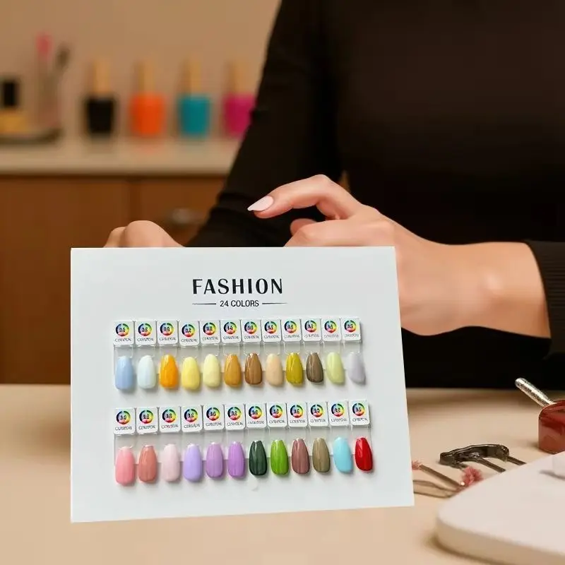24 stücke Magnetische Falsche Nagel Spitze Display Nagel Palette Maniküre Nagel Kleber Praxis Klar Natürliche Farbe Karte Polnischen Gel Stand bord