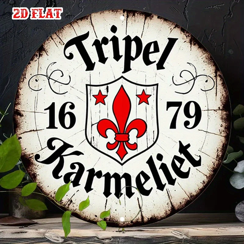 2D flaches 1-teiliges Retro-Europäisches Wappen-Rundholzschild, sehr gut geeignet für die Dekoration von Haus, Garage, Restaurant und Cafés