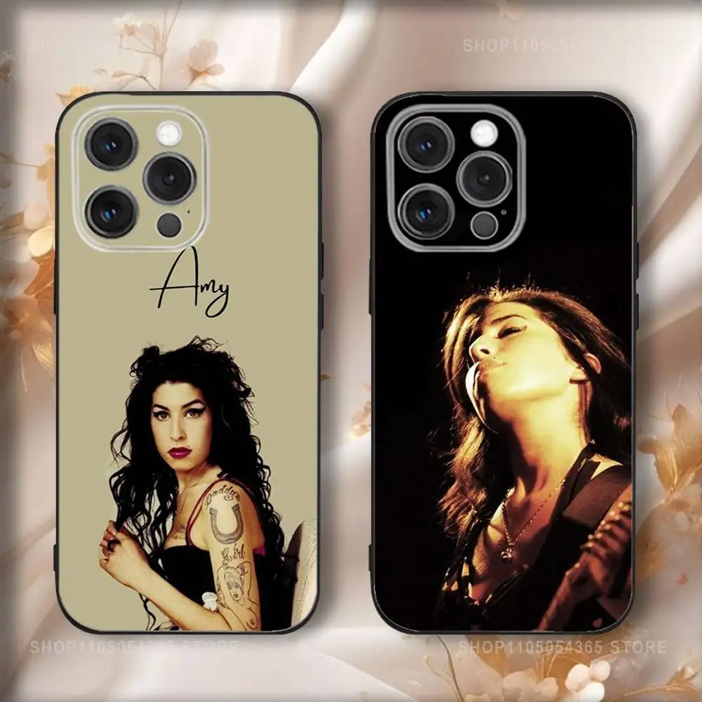 

Singer A-Amys W-Winehouses Phone Case For iPhone16,15,14,13,12,11,Pro,Max,Plus,X,XS,SE4,E,Mini,Soft Black Case