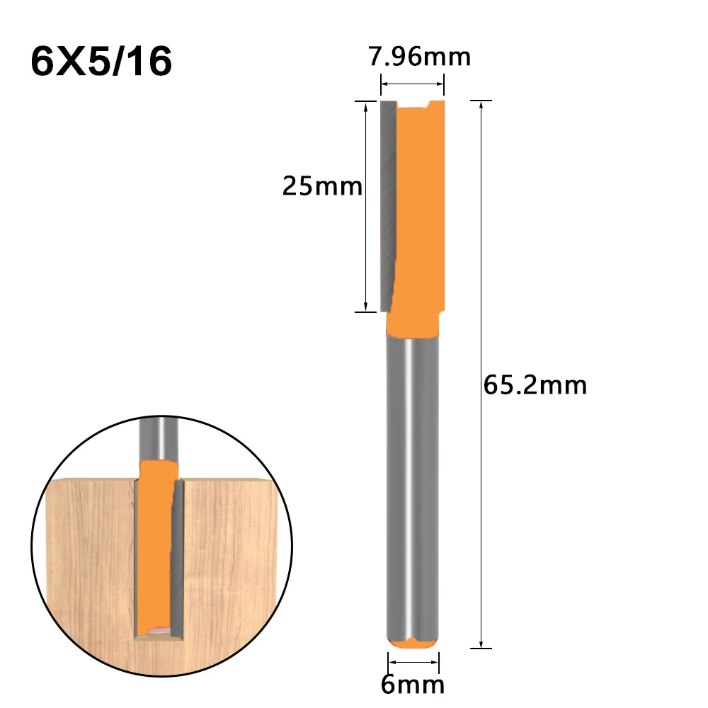 1PC 6MM Shank Milling Cutter Wood Carving Straight Bit Tungsten Carbide Single Double Flute Router Bit Wood Milling Cutter Wood