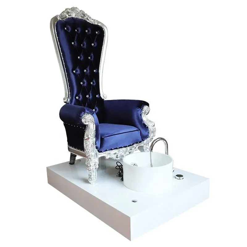 Luxury Blue Royal Throne High Back Pedicure Chair for Nail Salon Shop