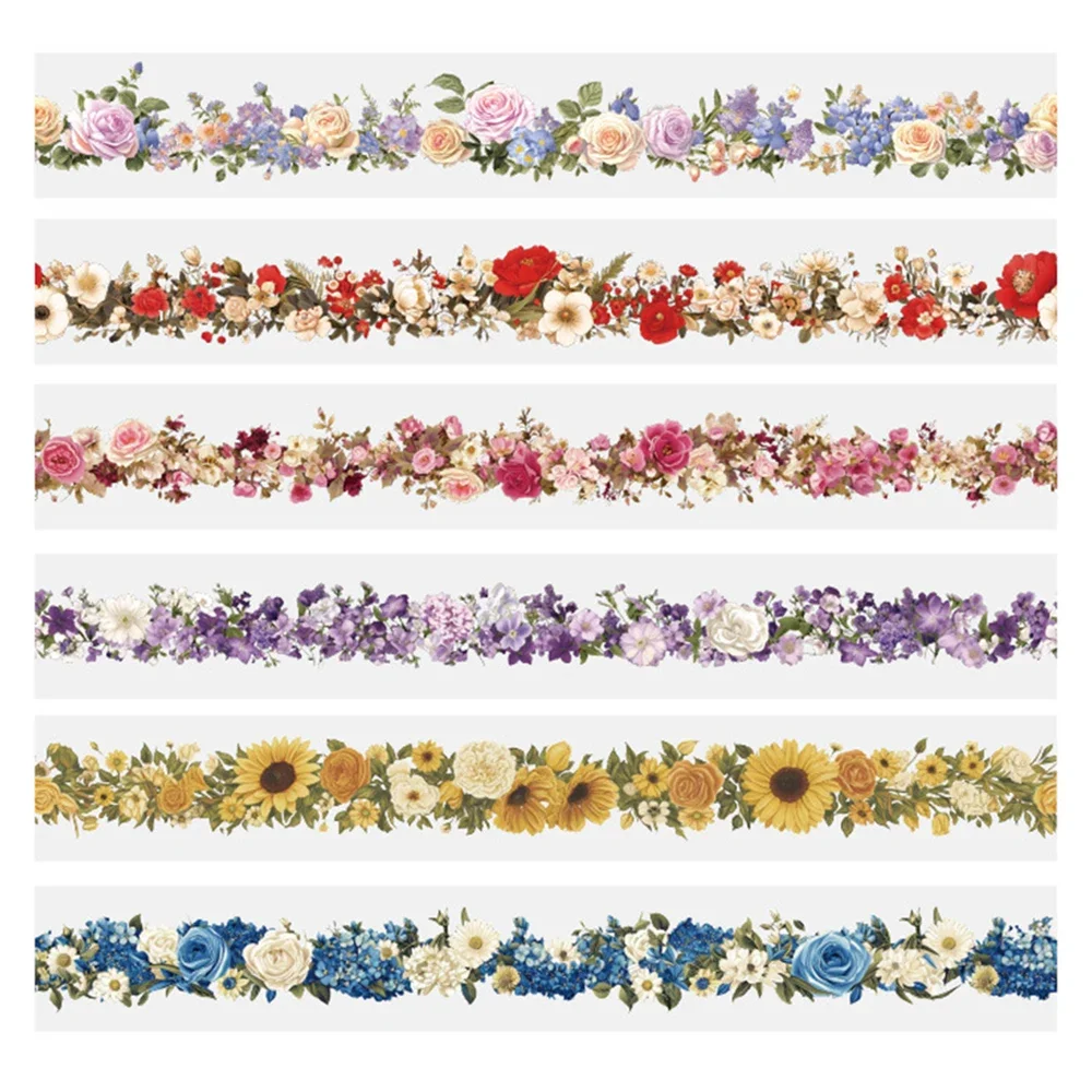 PET Transparent Flowers Tapes DIY Scrapbooking Album Collage Waterproof Tapes Stationery