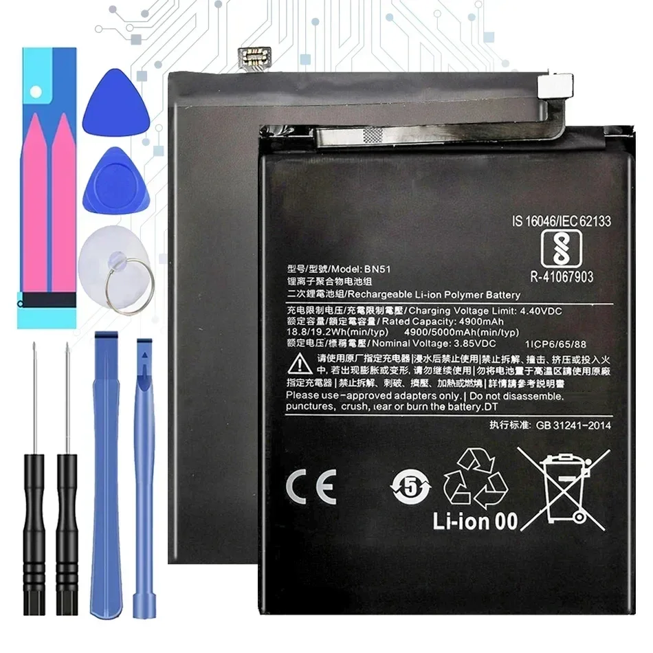 

BN51 5000mAh Replacement Battery For Xiaomi Redmi 8 8A Batteria + Free Tools