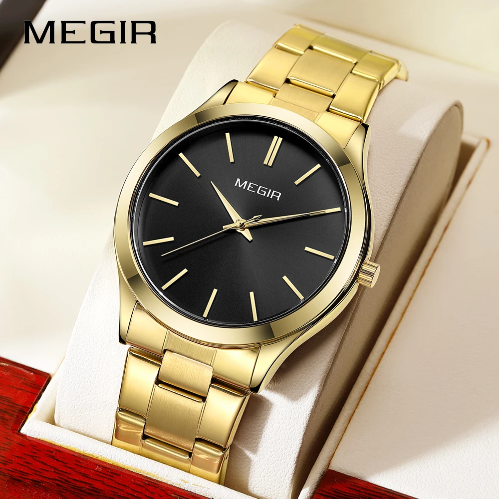MEGIR Luxury Simple Quartz Men's Watch Business Stainless Steel Bracelet Luminous Watches Man High-Quality Clock reloj hombre