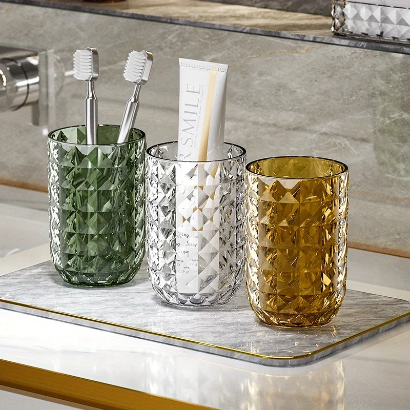 Light Luxury Mouthwash Cup High Appearance Brush Cup Transparent Cup Couple Set Toothbrush Cup Home Wash Cup Glacier Pattern