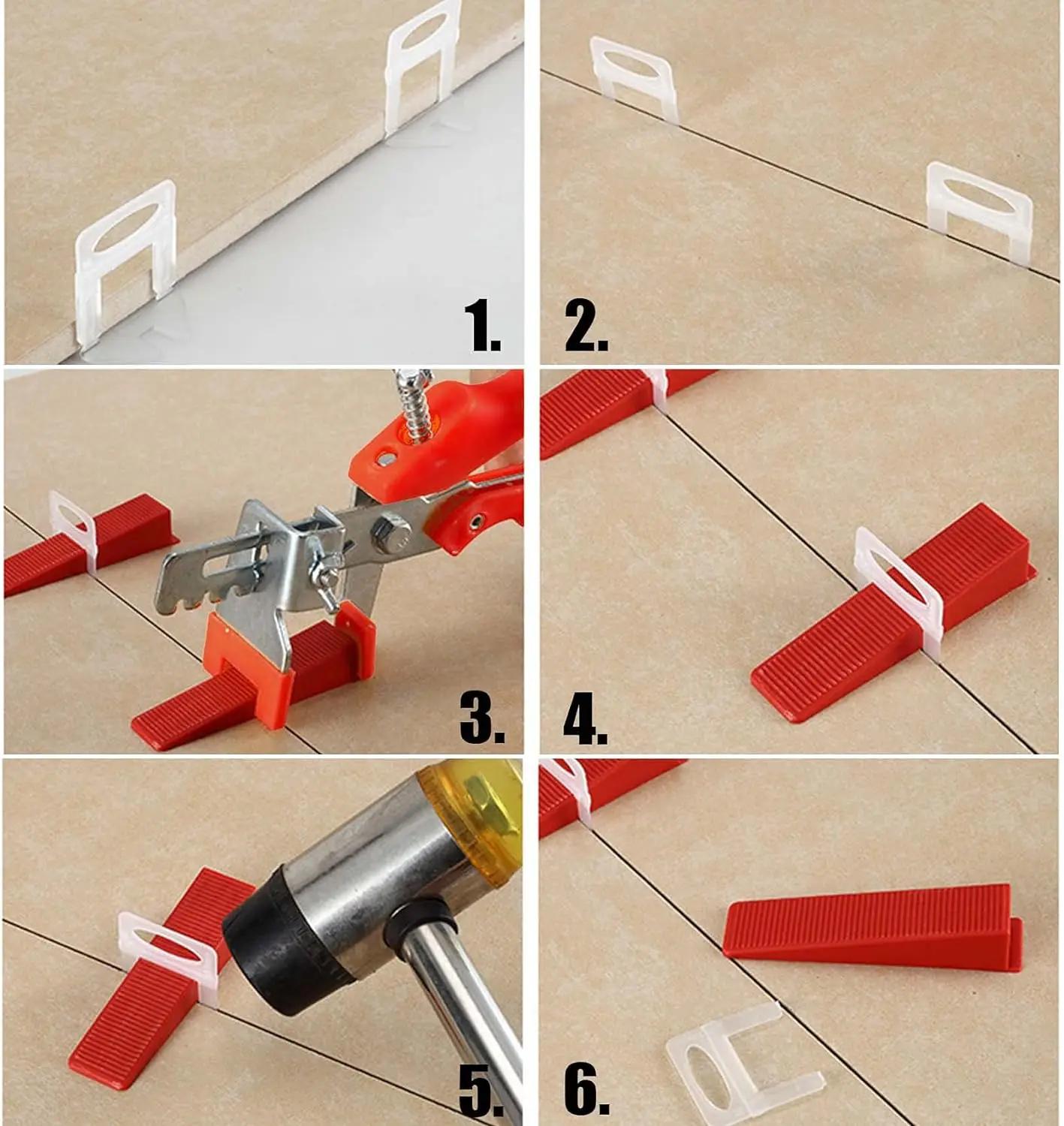 201 Pcs Tile Leveling System Kit 100-200pcs Tiling Clip 100pcs Reusable Wedges and 1pc Plier for Ceramic Tile Stone Installation