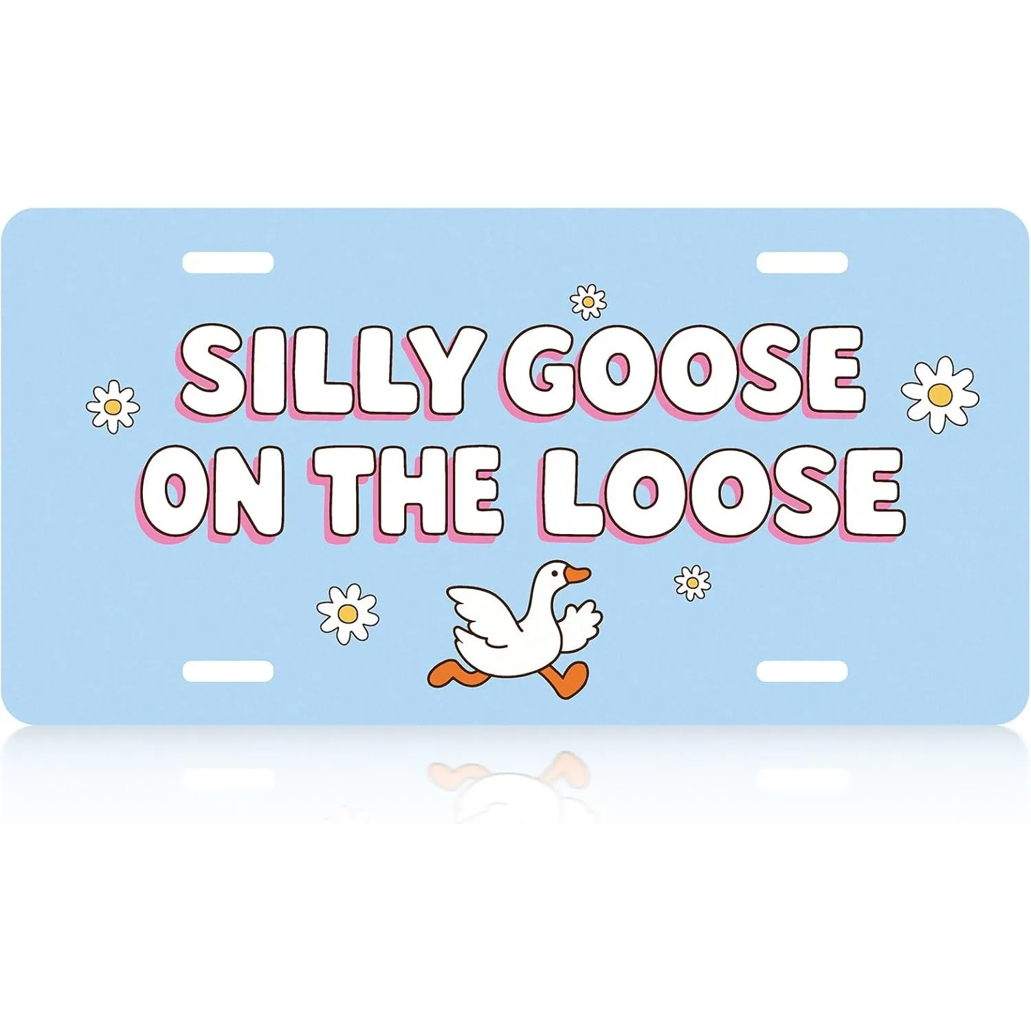 Silly Goose License Plate Metal Aluminum Car Front Tag Novelty Decorative Accessories for Car Truck SUV 6 x 12 Inch with 4 Holes