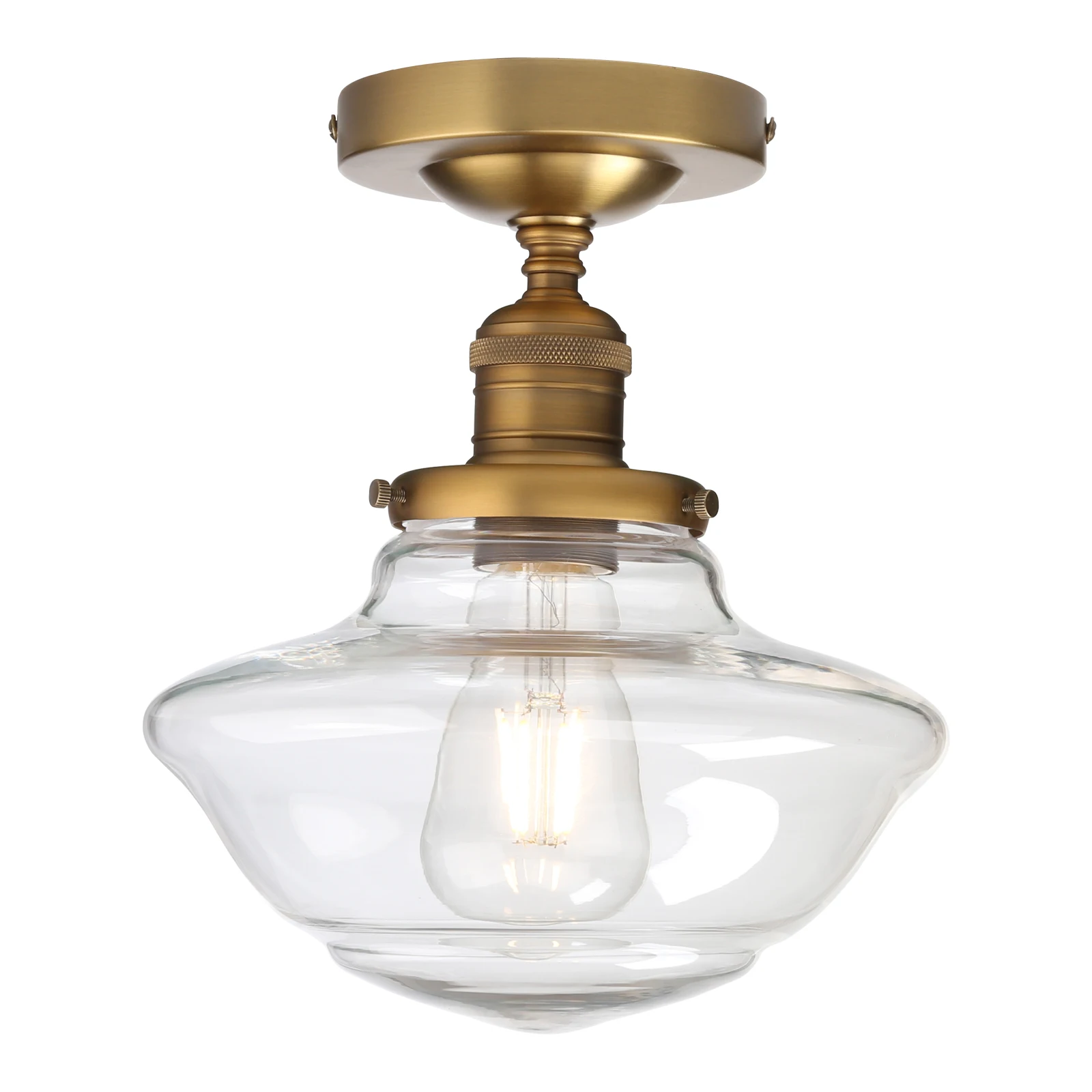 Permo Glass Flush Mounted Ceiling Light, Modern Rustic Ceiling Lighting for Hallway Kitchen Bar Foyer Loft Living Room Bedroom