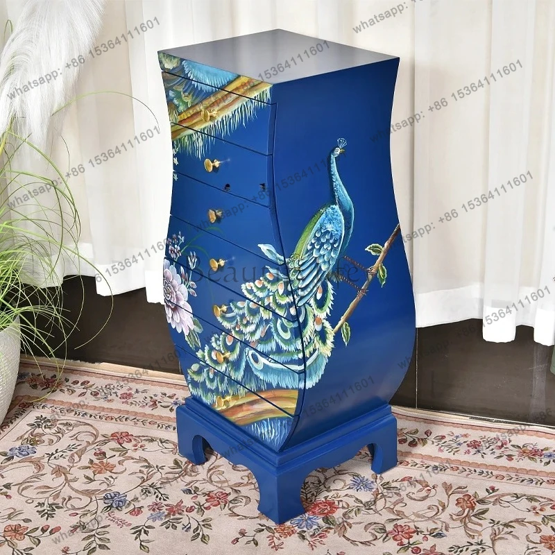entrance seven chest cabinets solid wood cabinets decorative storage and finishing sofa side cabinets retro painted complete