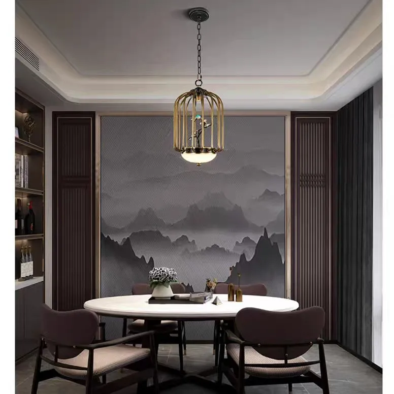 

New Chinese all-copper chandelier, Chinese style, Zen restaurant, tea room, leisure room, small chandelier