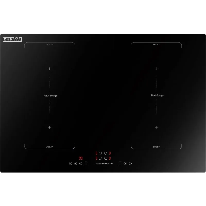 Empava 30 Inch Induction Hob Electric Cooktop, Flat Glass Top Stove with 4 Burners Bridge Function, Timer, Pause, Child Lock