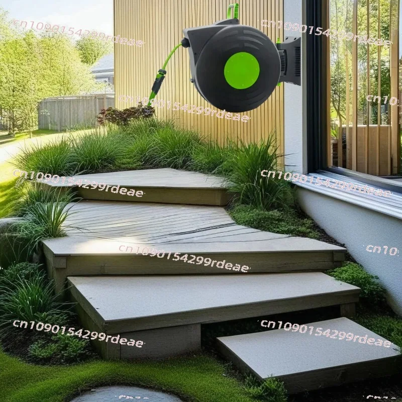 

Automatic Retractable High Pressure Water Hose Reel for Car Washing, Courtyard Irrigation & Garden Sprinkling