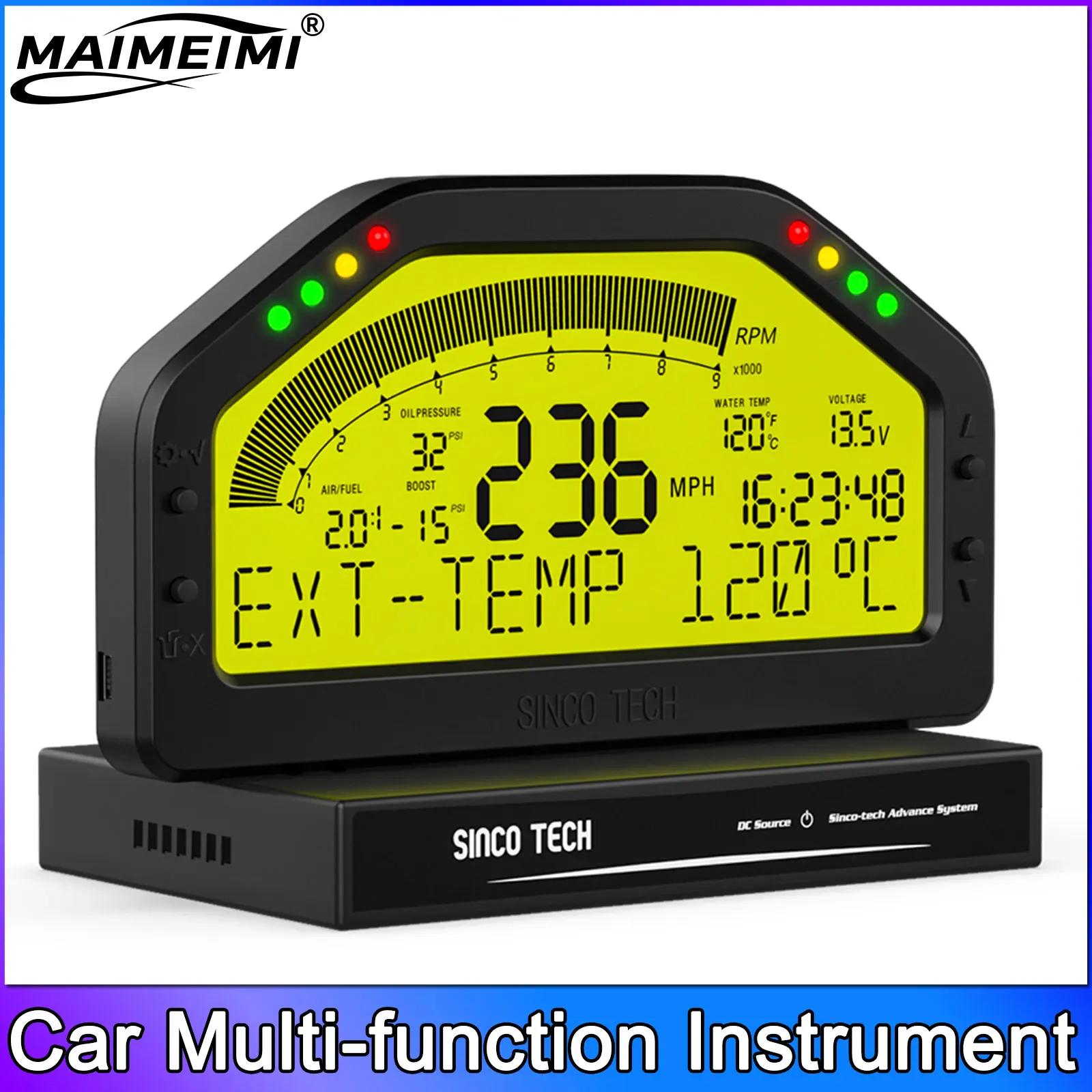 Multi-Function Dashboard Tachometer Race Dash Panels 9 in 1 Gauge LCD Display Sensor Kit Bluetooth-compatible Connection DO904