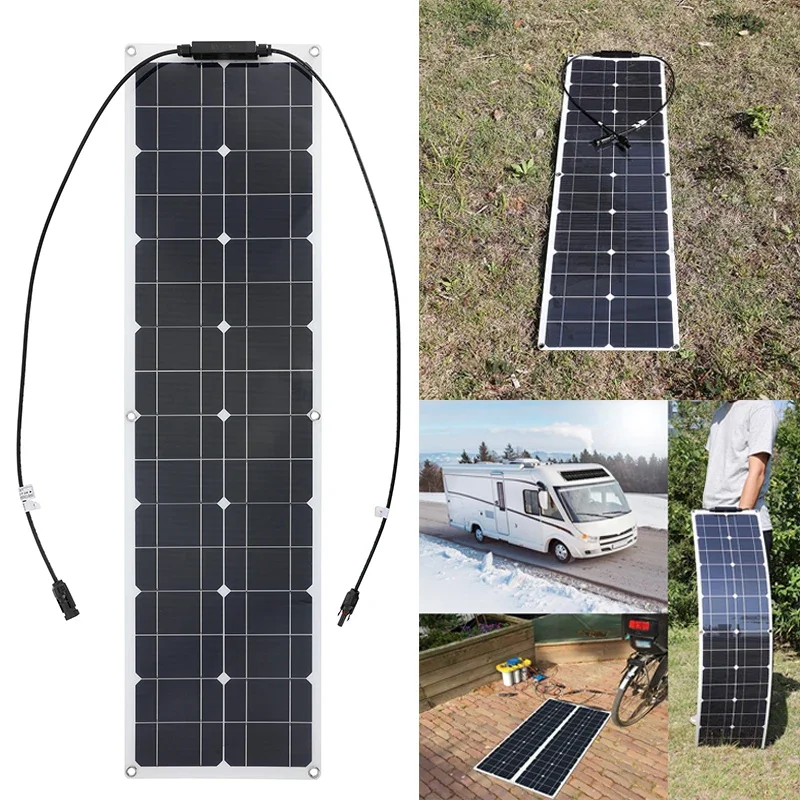 300W Solar Panel 18V PET/ETFE Flexible Monocrystalline Solars Plate Cell Battery System Kit for Marine Camping Boat RV