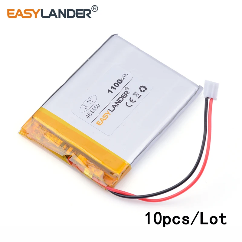 

10pcs/Lot XHR-2P 2.54 484550 1100mAh lithium Li ion polymer rechargeable battery battery For GPS DVR MP4 MP5 Speaker E-book