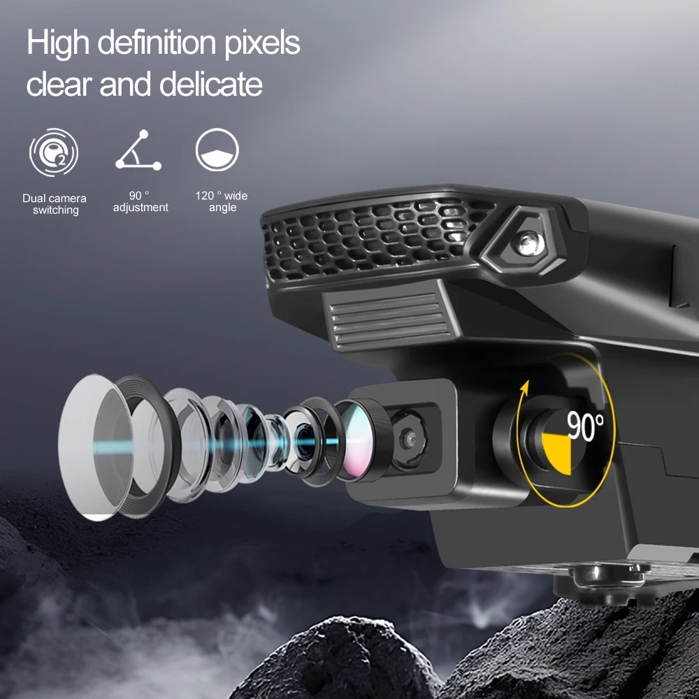 Folding RC Drone HD Dual Camera 120° Wide Angle 50X Digital Zoom HD Image Transmission LED Light Portable Design With Storage Bag Indoor Outdoor Flight Drone
