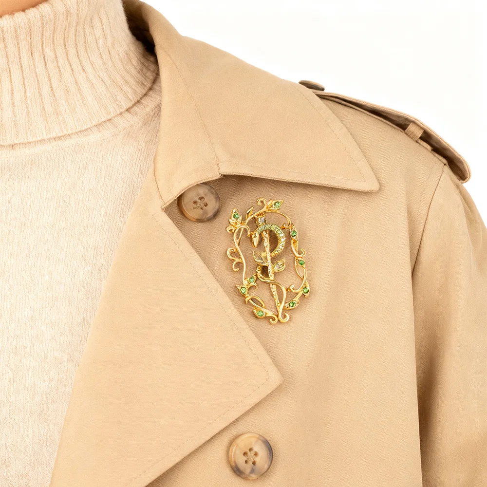 DCARZZ الطبية الأفعى Caduceus بروش دبوس مع كريستال الطب التمريض موضوع ظهره شارة التلبيب مجوهرات لهدايا معاطف للأطباء والممرضات