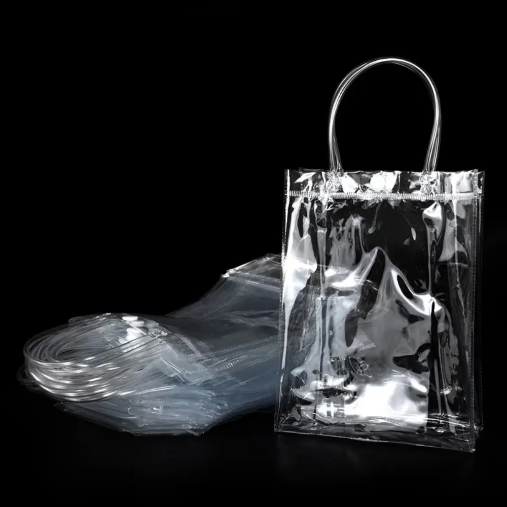 1/10Pcs Portable PVC Transparent Gift Bag Waterproof with Button Candy Gift Packaging Hand Loop Cosmetic Bag Baby Shower
