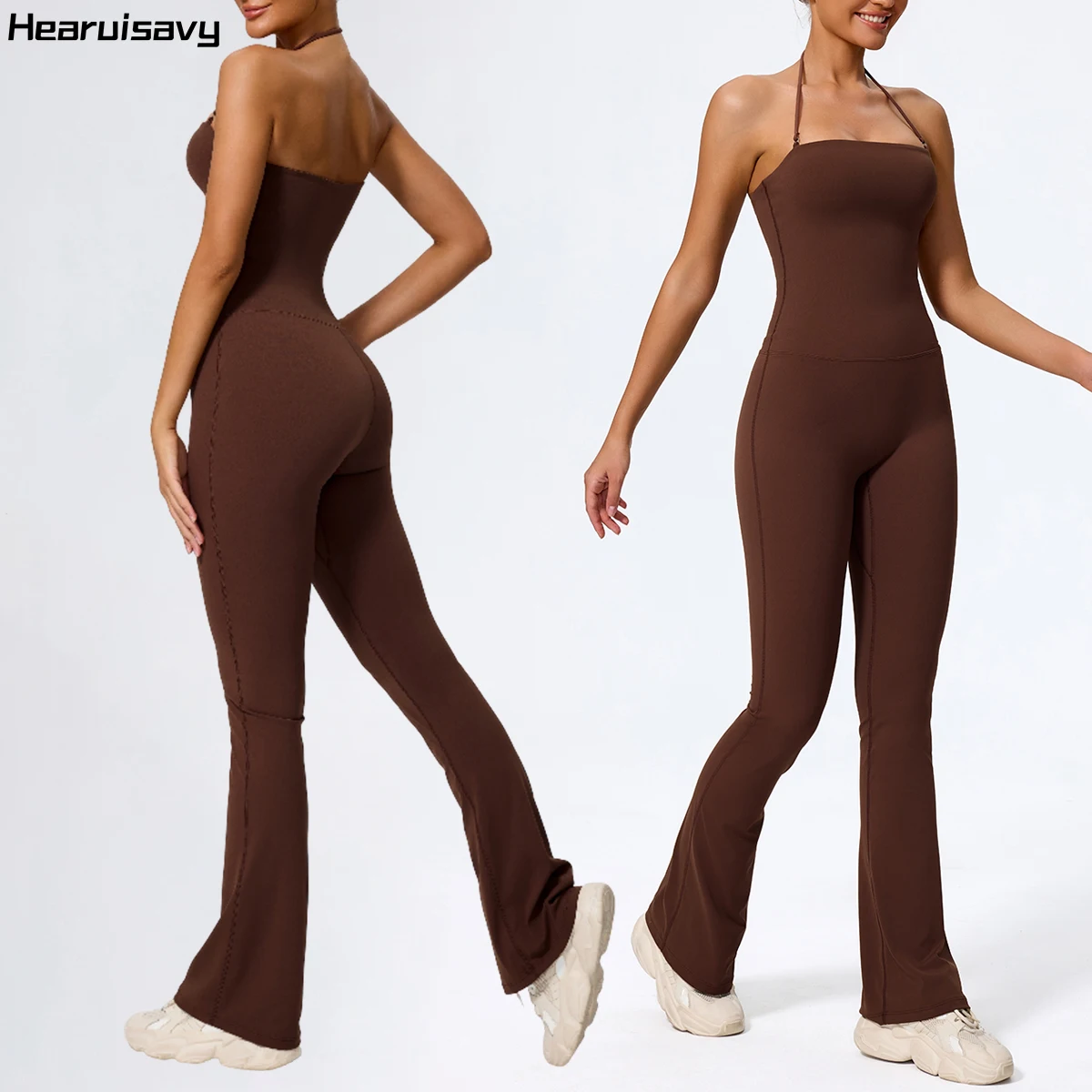 Hearuisavy Summer Women Sleeveless Workout One-Piece Suit High Stretch Breathable Yoga Clothing Jumpsuit Casual Sports Overalls
