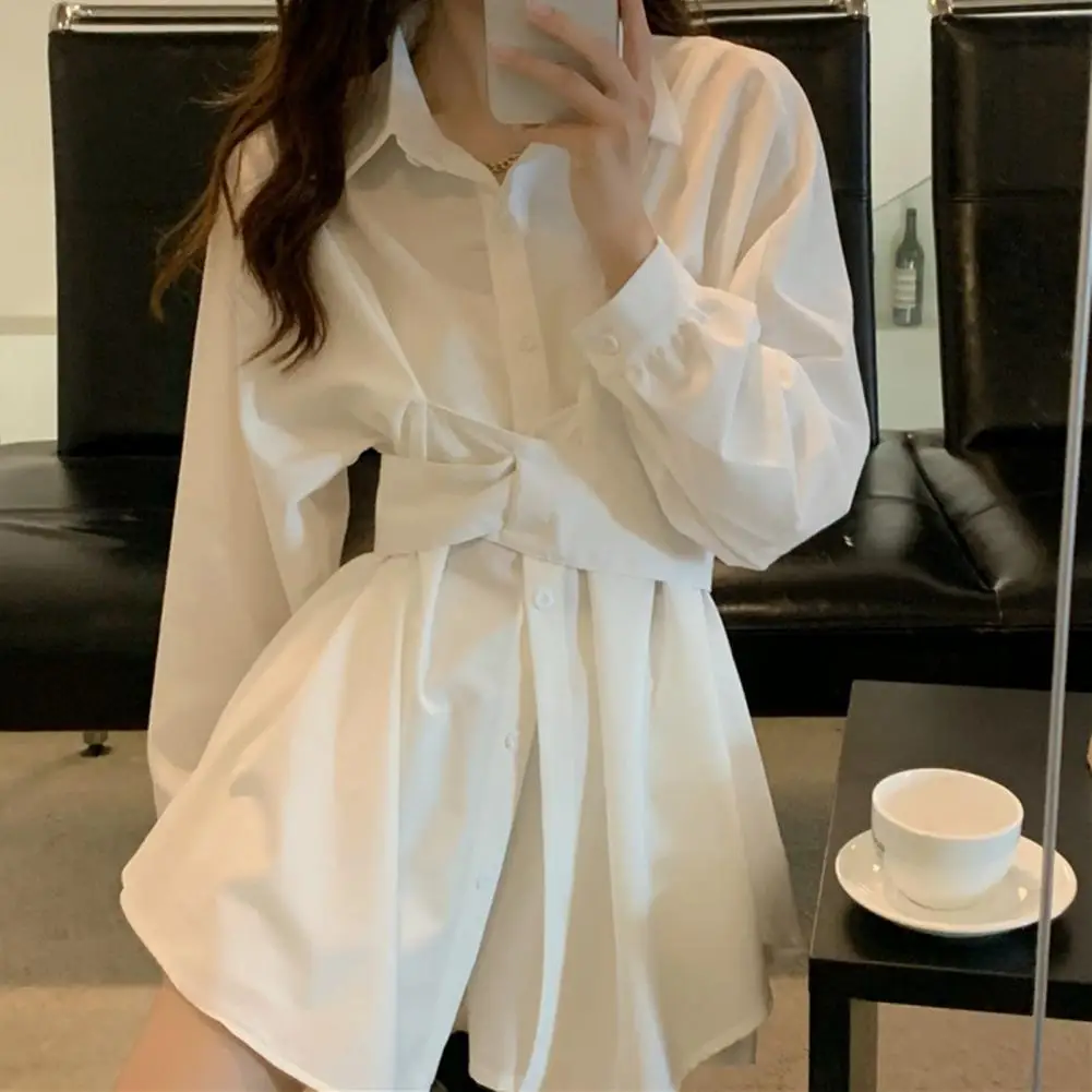 Pleated  Trendy Ladies Casual Shirt Dress Top French Style Women Casual Dress Summer   Daily Wear