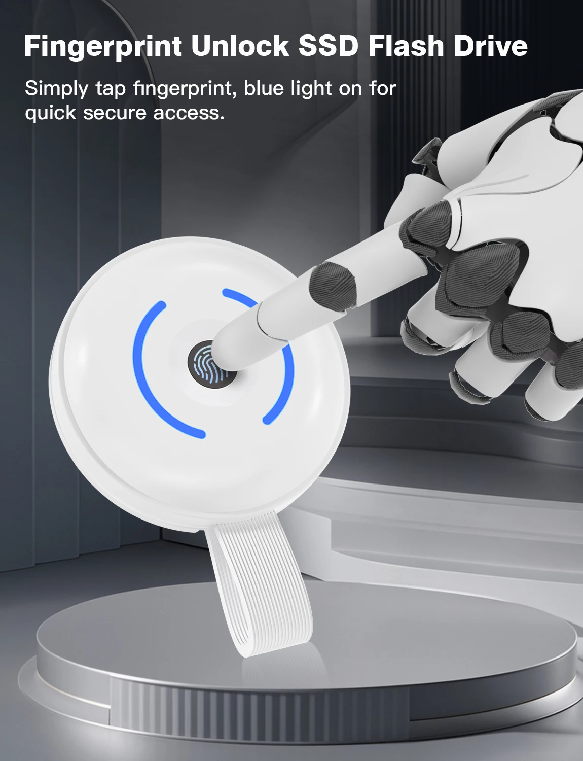Fingerprint Encrypted SSD Flash Drive Portable USB Solid State Drive with Touch Unlock Secure Data Storage