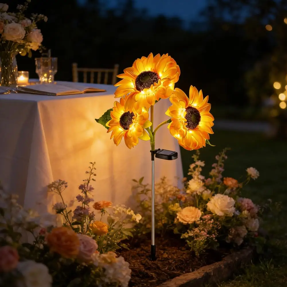 

Solar Powered Sunflower Stake Light Auto Light Waterproof Yard Garden Pathway Scenery Atmosphere Decorative Night Lamp