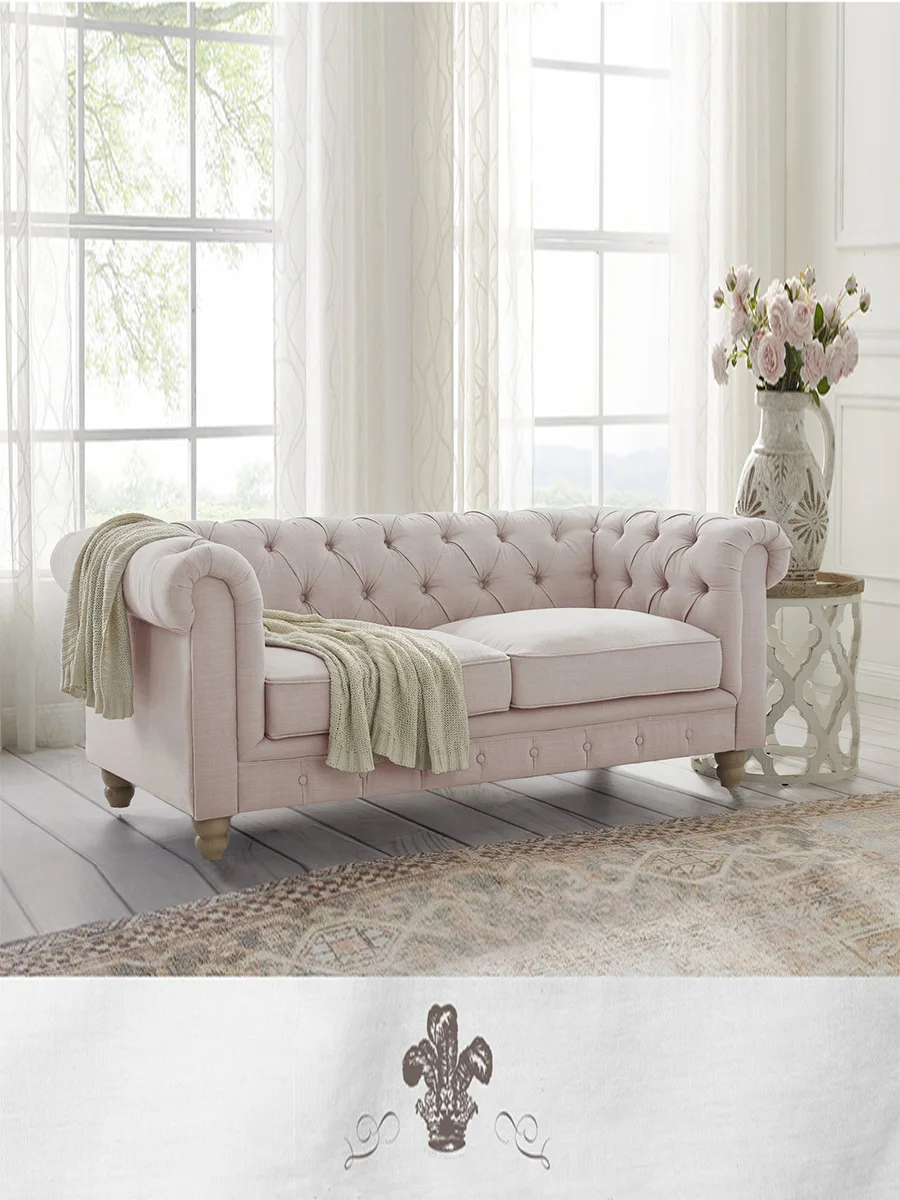 Semplice divano in tessuto country americano francese retrò