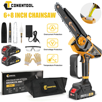 CONENTOOL Electric Chain Saws 6 8 Inch Cordless Chainsaw with 2 Battery 21V for Tree Branches Woods Garden Tools Pruning Machine