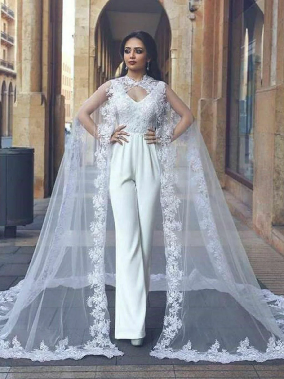 

Long Lace Trim Veil Wedding Dr Accory Faionable Floor-Length Single Layer Tulle oulder awl Versatile Bridal Gown