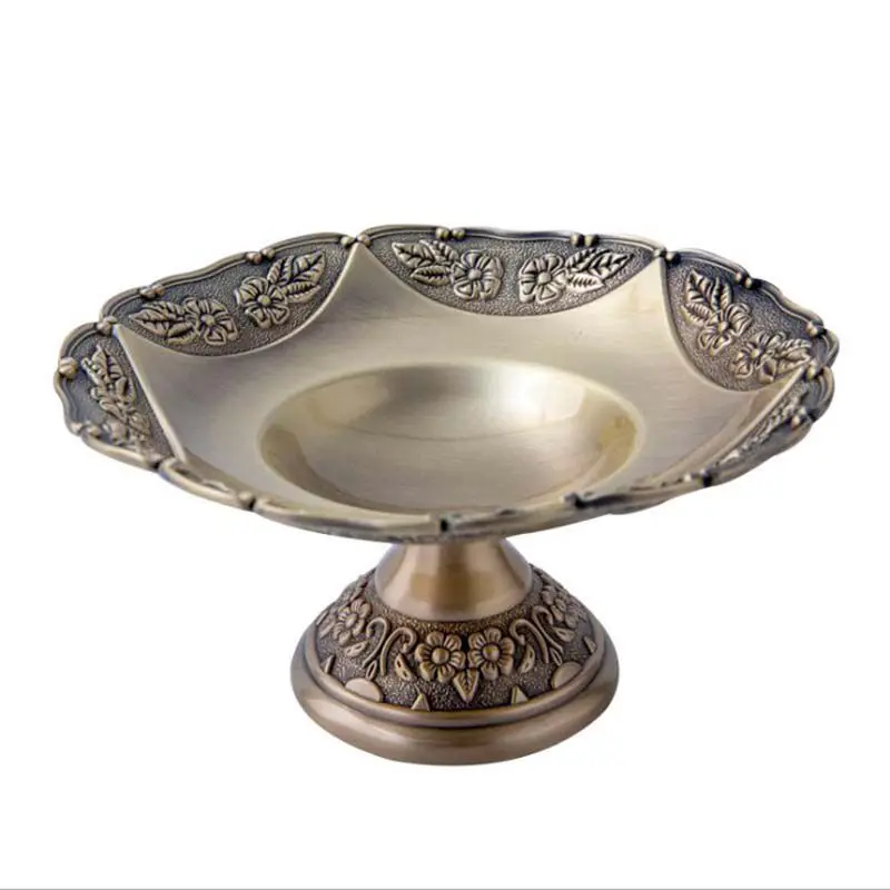 European Retro Classic Nut Plate Metal Bronze Candy Plate Snack Storage Plate Bronze Small