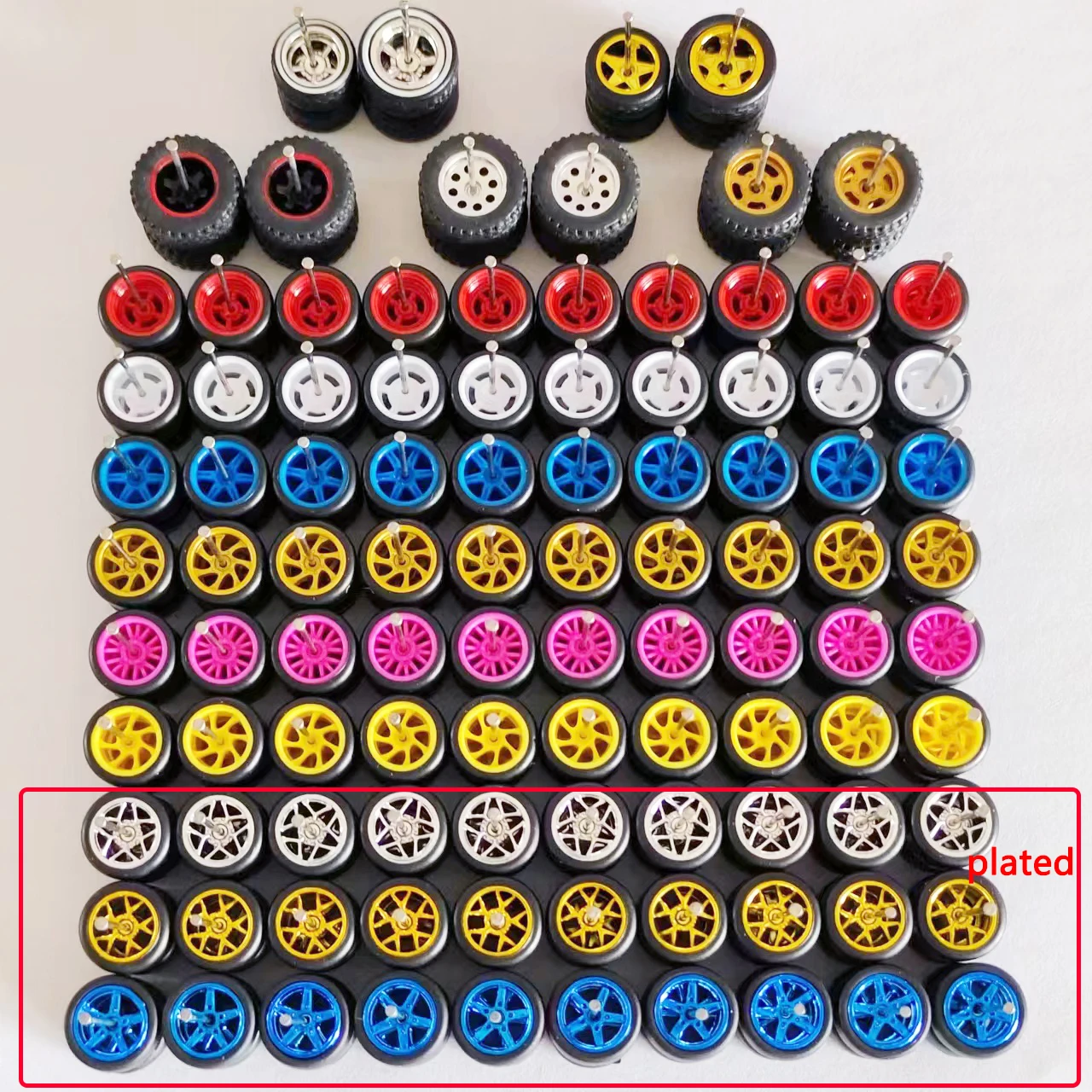 50sets 11mm 13mm 14mm 15mm 17mm 1/64 Legierung Auto Räder Gummi Reifen für 1:64 Matchbox/Domeka/Hotwheel Mini Modell Autos Off-road – Detail 1