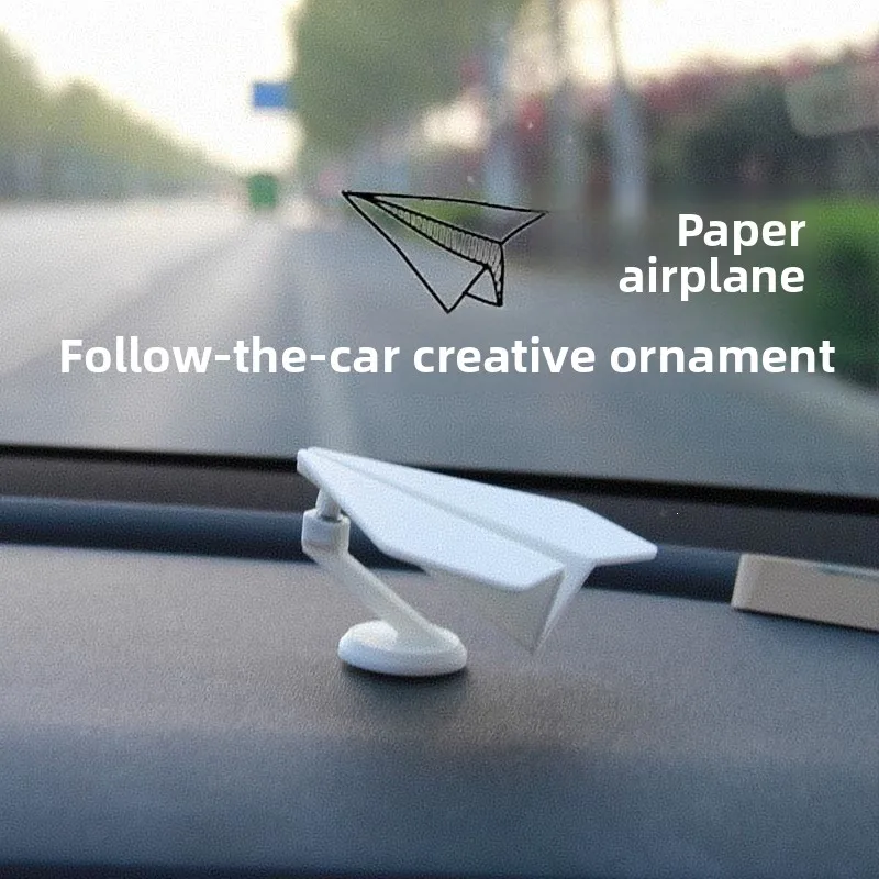 Creative Floating Screen Paper Plane Car Ornament, Funny Inertia Auto Dashboard Decoration