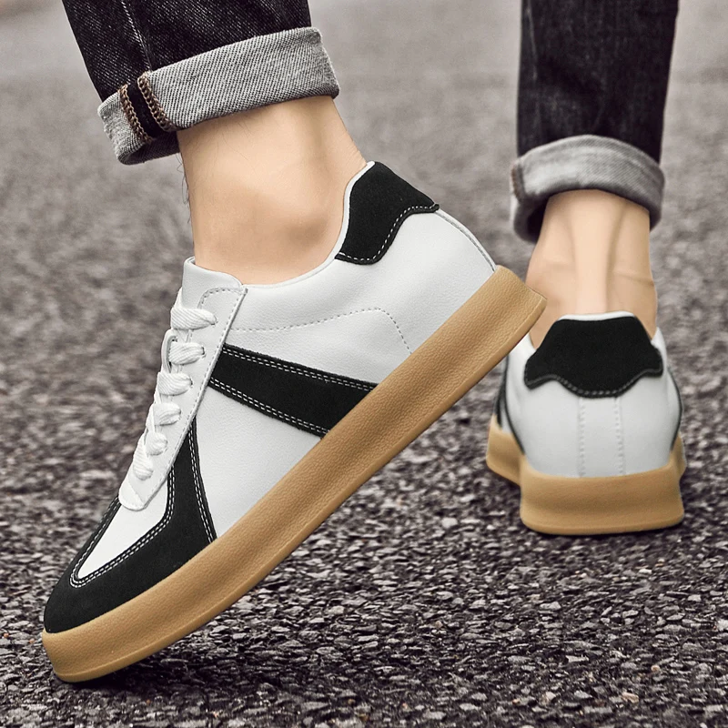 Moral Training Shoes Men's Inner Height Increasing Summer Breathable Casual Sneakers Genuine Leather Retro Versatile Forrest