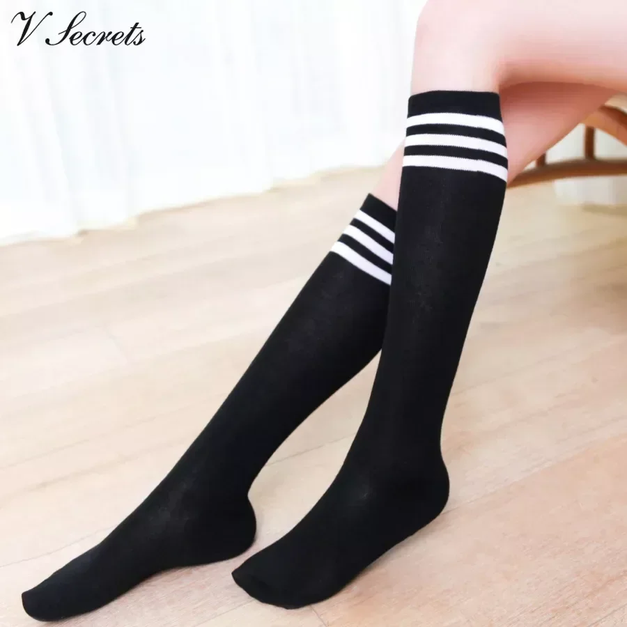 Women Sexy Socks Japanese Style Long Tube Stripe Over-knee Jk Uniform Long Socks Female Middle High School Girls Tube Stockings