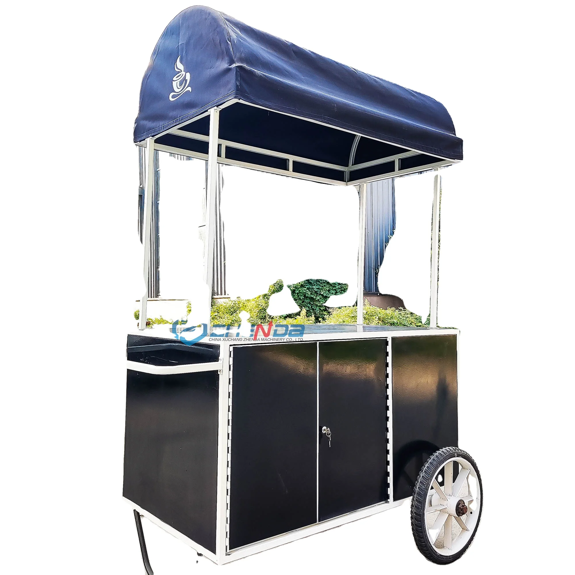 

Mobile Market with Advertising Space Snacks Food Truck Commercial Stainless Steel Foldable Selling Car with Wheels