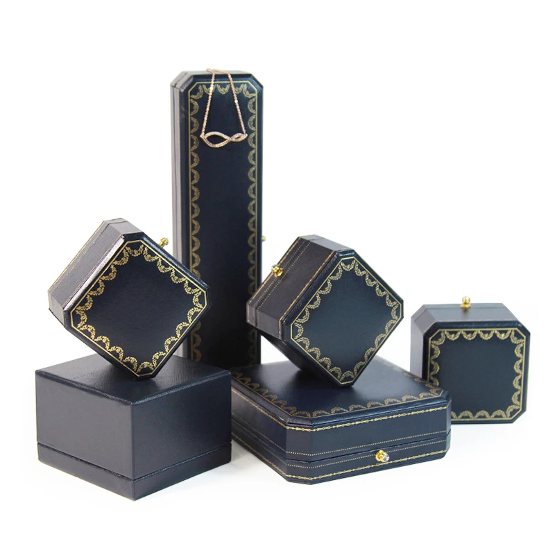 New Jewelry Storage Box Octagonal for Ring Necklace Bracelet Earrings Organizer High-grade PU Leather Jewelry Packaging Box