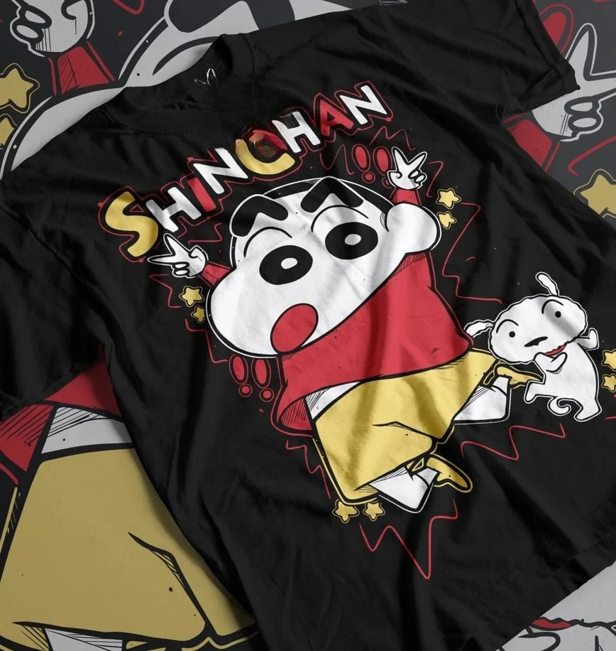 Miniso Crayon Shin Unisex Tee Japanse Anime T-shirt Kleurrijke Grafische Mannen Vrouwen T-Shirt Manga Lover Gift Stripfiguur Top