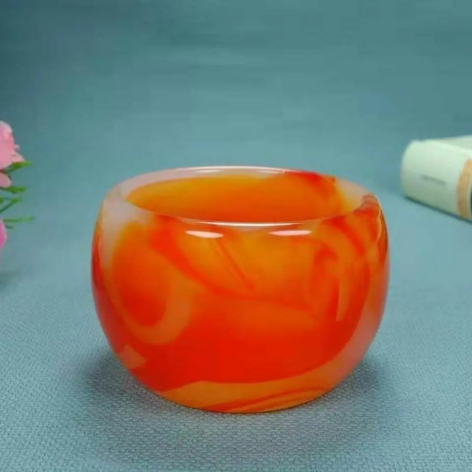 1pc 6.6cm Chinese Natural Red Jade Tea Cup Wine Bowl Kung Fu Tea Set Home Decor