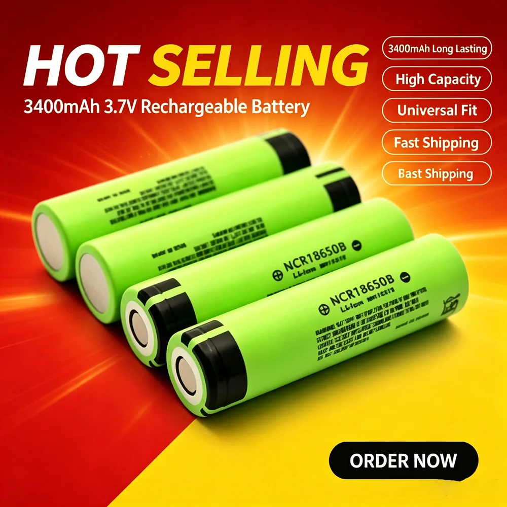18650 NCR18650B 3400mAh Li‑ion Rechargeable Battery 3.7V 12.58Wh Bare Cell For Powerbank Torch Portable Device Battery Assembly