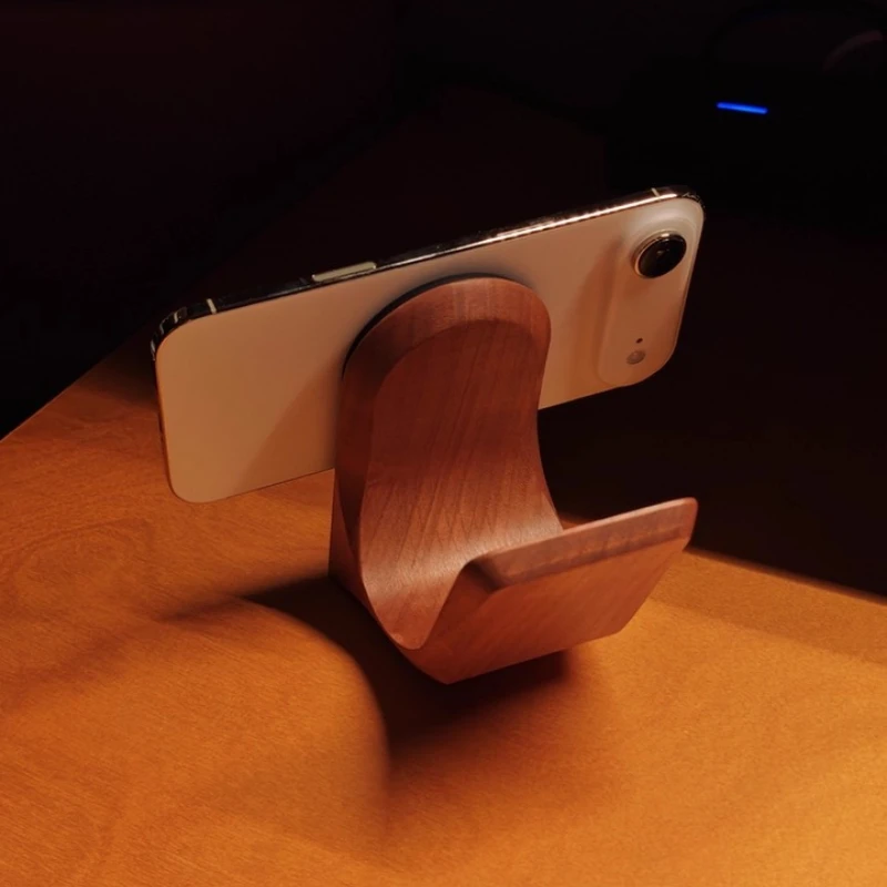 

Solid Wood Mobile Phone Bracket Magnetic Universal Phone Holder Ash Material Multi-angle Adjustment Magsafe Phone Holder Gifts