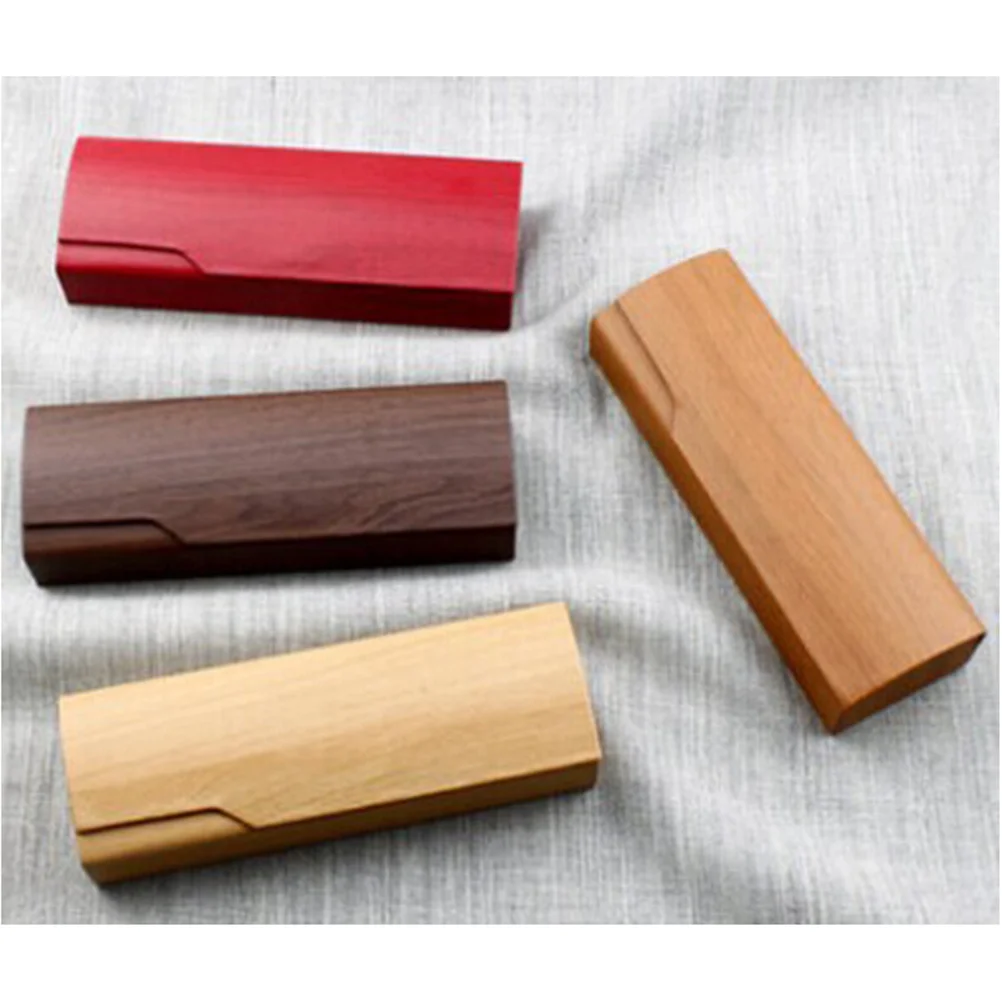 

Wood Grain Glasses Case Hard Shell Fabric Lined Eyeglasses Holder Scratch Resistant Portable Sunglasses Box For
