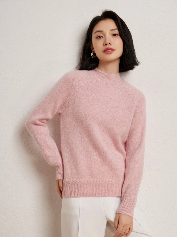 2025 New Luxury Women100% Cashmere Sweater Mockneck Pullover Thickened Highquality Cashmere Knitwear Autumn Winter Clothing Tops
