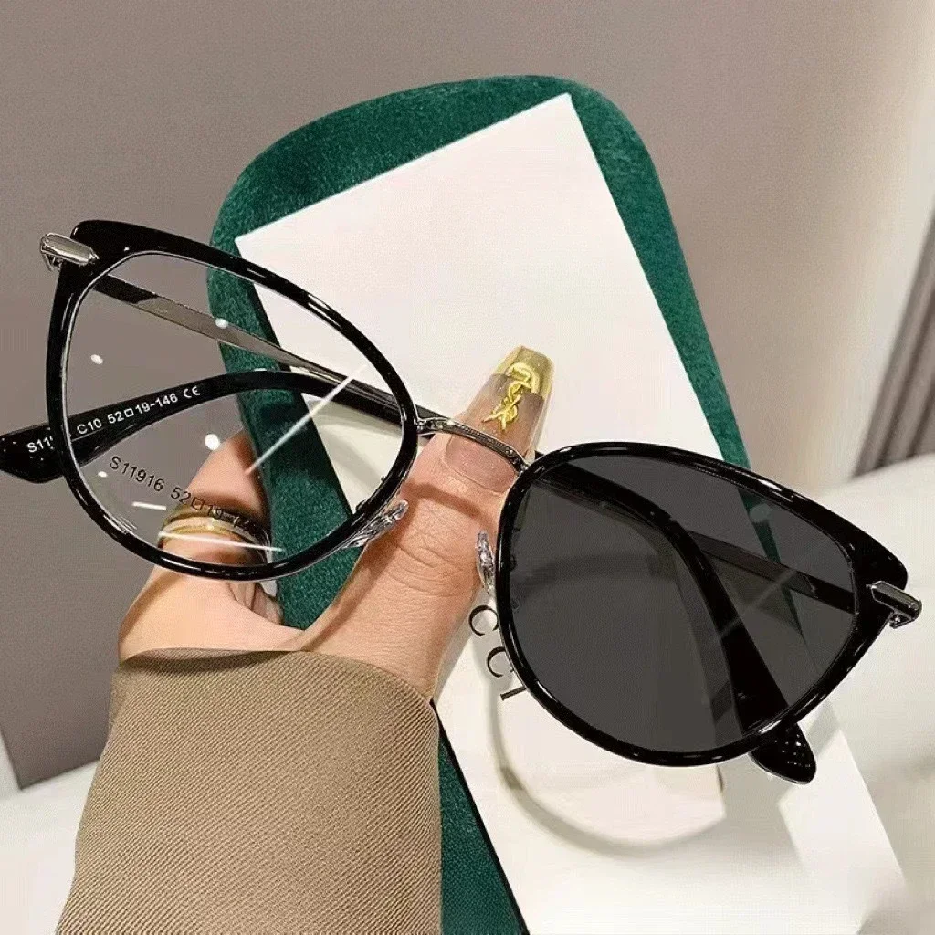 Unisex Outdoor Color Changing Myopia Glasses Fashion Cat Eye Near Sight Eyewear Finished Prescription Photochromic Sunglasses image 3
