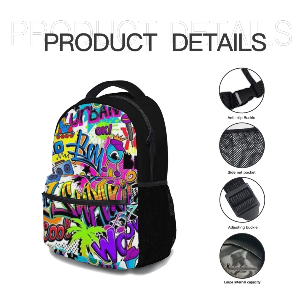 Graffiti tropic-mochila universitaria impermeable de alta capacidad para niñas, bolso escolar para ordenador portátil de 17 pulgadas, a la moda, novedad ﻿ ﻿