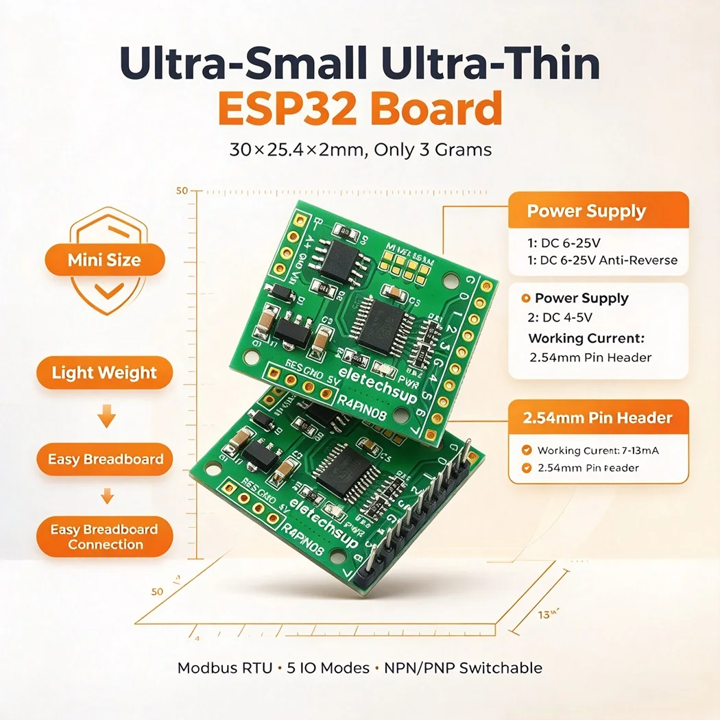Modbus RTU IO Module 8CH DI DO Switchable NPN PNP DC6-25V Anti-reverse Jumper Select 5 IO Modes TTL RS485 Board