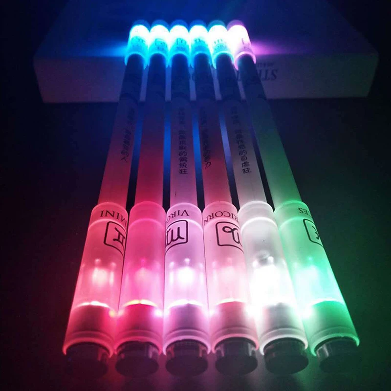 Cool Rotating LED Flash Gel Pen with Light Students Fashion 0.5mm Spinning Pen