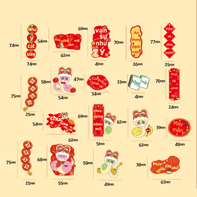 Rumbai Cina kartu ucapan liontin pot Festival Musim Semi kartu ucapan Hang Tag 2025 ular tahun hiasan gantung ornamen
